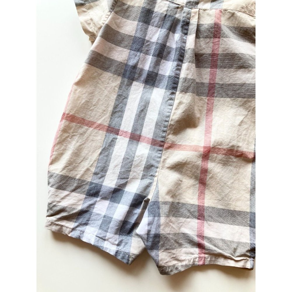 Kids' BURBERRY Light Tan Nova Check Plaid One Piece Jumpsuit Romper, Size 6M - Picture 5 of 12